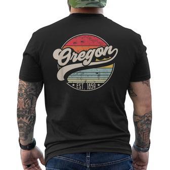 Retro Oregon Home State Or Cool 70S Style Sunset Men's T-shirt Back Print - Monsterry CA