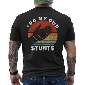 Retro I Do My Own Stunts Broken Arm Injury Hand Quotes Men's T-shirt Back Print - Monsterry