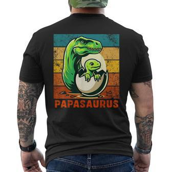 Retro Papasaurus Father's Day Best Dad T-Rex Papa Dinosaur Men's T-shirt Back Print - Monsterry