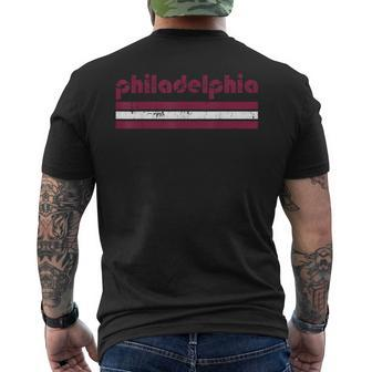 Retro Philadelphia Three 3 Stripes Vintage Weathered Men's T-shirt Back Print - Monsterry UK