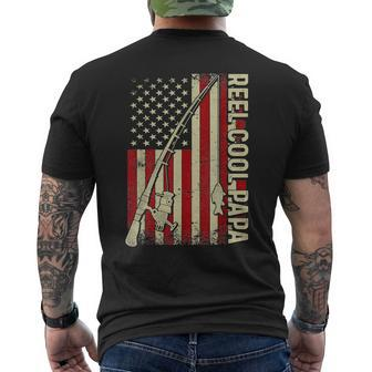 Retro Reel Cool Papa American Flag Fishing Fathers Day Dad Men's T-shirt Back Print - Monsterry CA