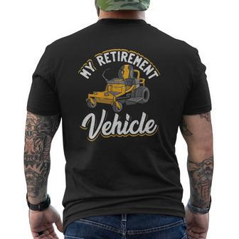 Retro My Retirement Vehicle Lawn Mower Riding Dad Mens Back Print T-shirt | Mazezy
