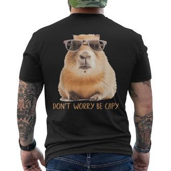 Retro Rodent Capybara Dont Worry Be Capy Men's T-shirt Back Print - Seseable
