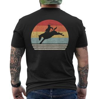Retro Rodeo Bucking Bronc Riding Bronco Horse Men's T-shirt Back Print - Monsterry