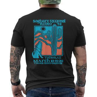 Retro Rodeo Saguaro Tucson Arizona Vintage Men's T-shirt Back Print - Monsterry UK