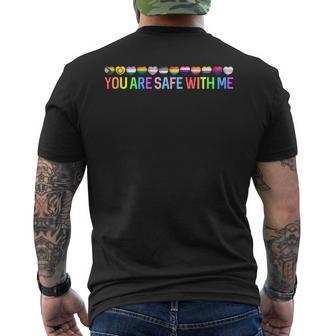 Retro You Are Safe With Me Heart Bi Transgender Lgbt Pride Men's T-shirt Back Print - Monsterry