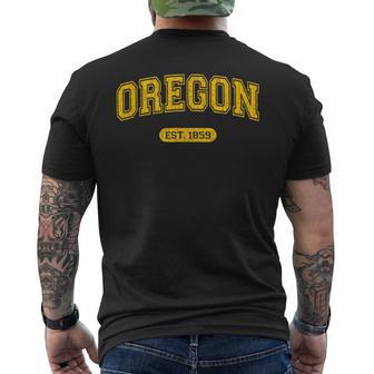 Retro School-Style Oregon 1859 Distressed Men's T-shirt Back Print - Monsterry AU