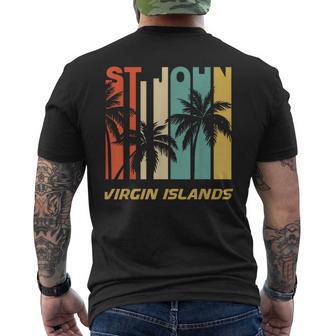 Retro St John Virgin Islands Palm Trees Vacation Men's T-shirt Back Print - Monsterry