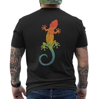 Retro Striped Gecko Cute Gecko Silhouette Vintage Children's T-Shirt mit Rückendruck - Seseable