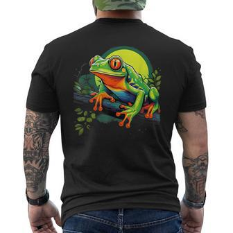 Retro Style Red-Eyed Tree Frog Men's T-shirt Back Print - Seseable