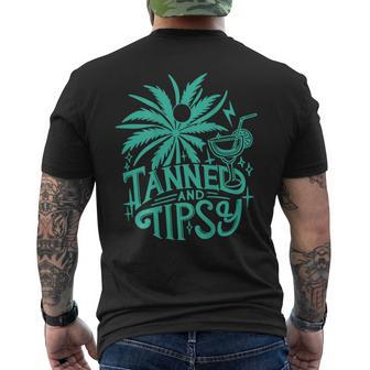 Retro Tanned And Tipsy Beach Summer Vacation On Back Men's T-shirt Back Print | Mazezy UK