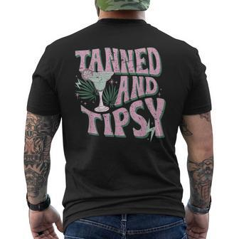 Retro Tanned And Tipsy Beach Summer Vacation Summer Men's T-shirt Back Print - Monsterry