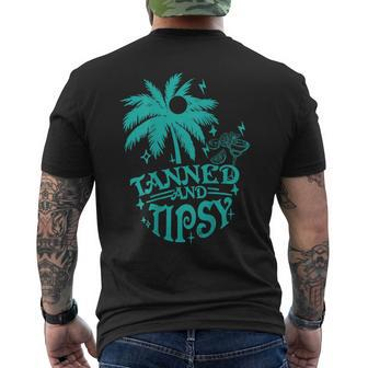 Retro Tanned And Tipsy Cocktail Lover Beach Vacation Men's T-shirt Back Print - Monsterry AU