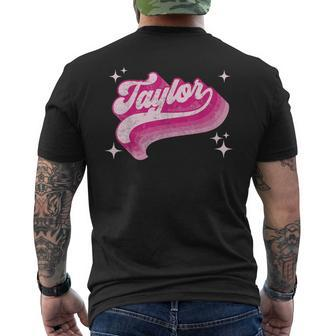 Retro Taylor First Name Personalized Birthday Men's T-shirt Back Print - Monsterry