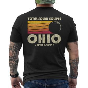 Retro Total Solar Eclipse 2024 Ohio Usa Totality Men's T-shirt Back Print | Mazezy