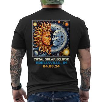 Retro Total Solar Eclipse Noblesville Indiana Men's T-shirt Back Print | Mazezy DE