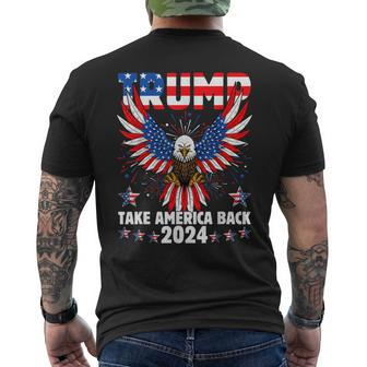 Retro Trump 2024 Take America Back American Flag Trump 2024 Men's T-shirt Back Print - Monsterry