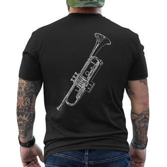 Retro Trumpet Sketch For Trumpet T-Shirt mit Rückendruck - Seseable