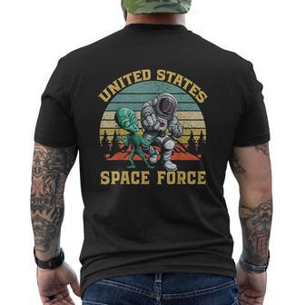 Retro Us Space Force Graphic Vintage Sunset Alien Punch Mens Back Print T-shirt - Seseable