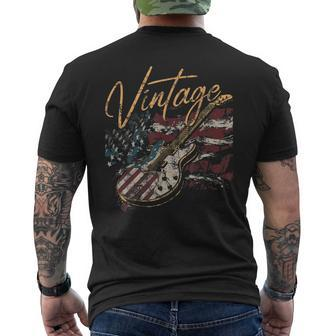 Retro Usa Flag Guitar 4Th Of July Patriotic Guitarist Mens Back Print T-shirt - Thegiftio