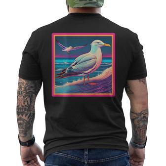 Retro Vaporwave Seagull Men's T-shirt Back Print - Monsterry CA