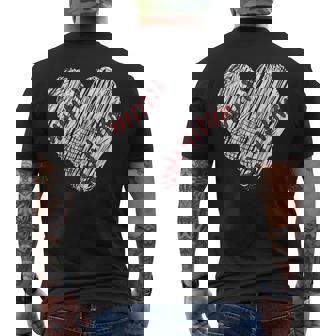 Retro Vintage Baseball Lover Heart Fans Players Distressed Men's T-shirt Back Print - Seseable