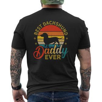 Retro Vintage Best Dachshund Daddy Ever Dog Dad Mens Back Print T-shirt | Mazezy