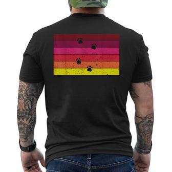 Retro Vintage Colors And Cat Paws Men's T-shirt Back Print - Monsterry CA