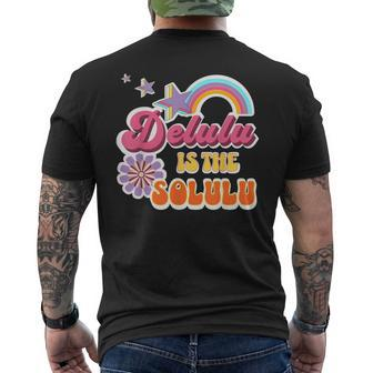 Retro Vintage Delulu Is The Solulu Meme Men's T-shirt Back Print - Monsterry UK