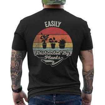 Retro Vintage Easily Distracted By Plants Gardening Men's T-shirt Back Print - Monsterry CA