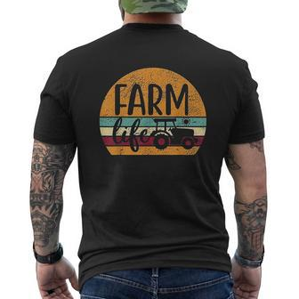 Retro Vintage Farm Life Farming Tractor Farmer Mens Back Print T-shirt - Seseable