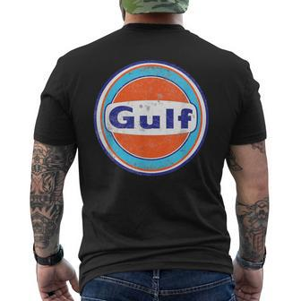 Retro Vintage Gas Station Gulf Motor Oil Car Bikes Garage Men's T-shirt Back Print - Monsterry DE