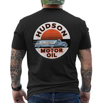 Retro Vintage Gas Station Hudson Motor Oil Car Bikes Garage Men's T-shirt Back Print - Seseable