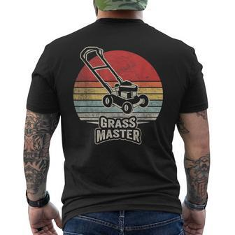 Retro Vintage Grass Master Lawn Mowing Lawn Mower Men's T-shirt Back Print - Seseable