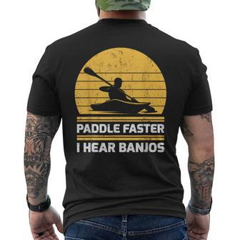 Retro Vintage Kayaking Paddle Faster I Hear Banjos Men's T-shirt Back Print - Monsterry CA