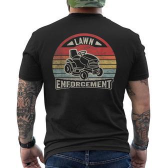 Retro Vintage Lawn Enforcement Gardening Lawn Mower Men's T-shirt Back Print - Monsterry CA