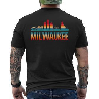 Retro Vintage Milwaukee Skyline City Trip Wisconsin Souvenir Men's T-shirt Back Print - Monsterry
