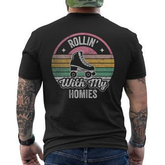 Retro Vintage Rollin With My Homies Roller Skating Men's T-shirt Back Print - Seseable