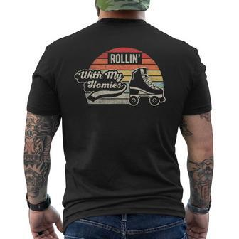 Retro Vintage Rollin With My Homies Roller Skating Men's T-shirt Back Print | Mazezy DE
