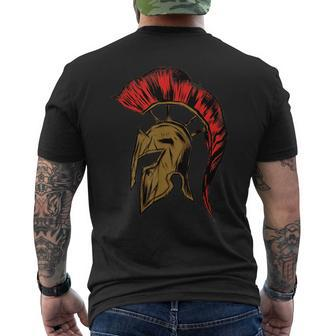 Retro Vintage Spartan Helmet Warrior Trojan Warrior For Men Men's T-shirt Back Print - Monsterry UK