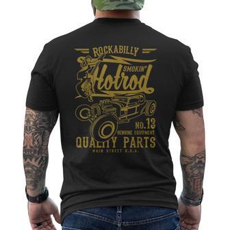 Retro Vintage Style Hot Rod Rockabilly Distressed Men's T-shirt Back Print - Monsterry
