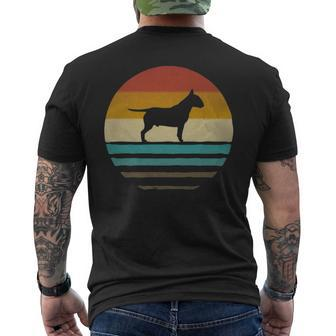 Retro Vintage Sunset Bull Terrier Dog Lover Silhouette Men's T-shirt Back Print | Mazezy