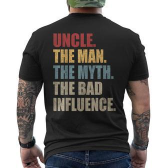 Retro Vintage Uncle The Man The Myth The Bad Influence Men Men's T-shirt Back Print - Thegiftio UK
