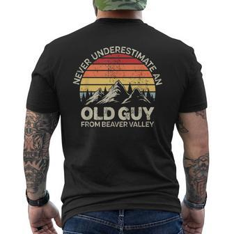 Retro Vintage Never Underestimate An Old Guy Beaver Valley Men's T-shirt Back Print | Mazezy