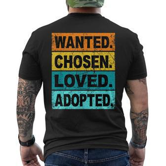 Retro Wanted Chosen Loved Adopted Adoption Foster Care Men's T-shirt Back Print | Mazezy