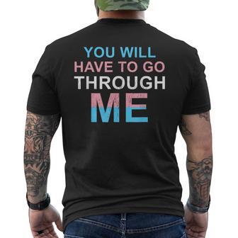 Retro You Will Have To Go Through Me Lgbtq Trans Men's T-shirt Back Print - Monsterry CA