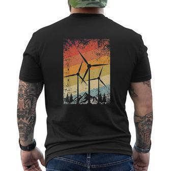 Retro Windmill Wind Energy Farm Turbine Environment Mens Back Print T-shirt - Thegiftio UK