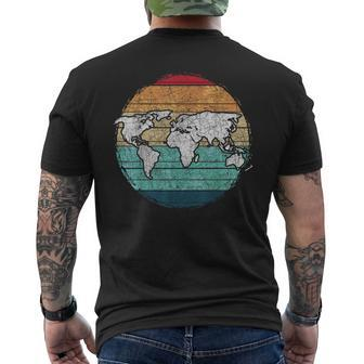 Retro World Map Men's T-shirt Back Print - Monsterry CA