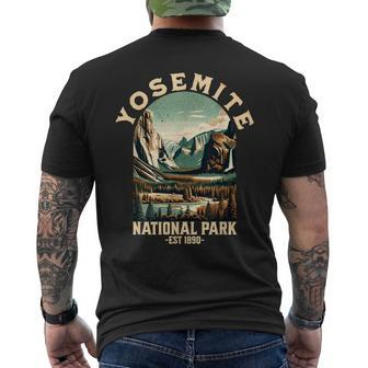 Retro Yosemite National Park Usa Vintage Hiking Men's T-shirt Back Print | Mazezy CA