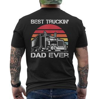 Retrotruck Driver Best Truckin' Dad Ever Trucker Fathers Day Men's T-shirt Back Print - Thegiftio UK